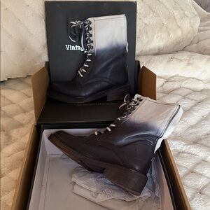 Vintage Black and Gray Men's Boots unisex